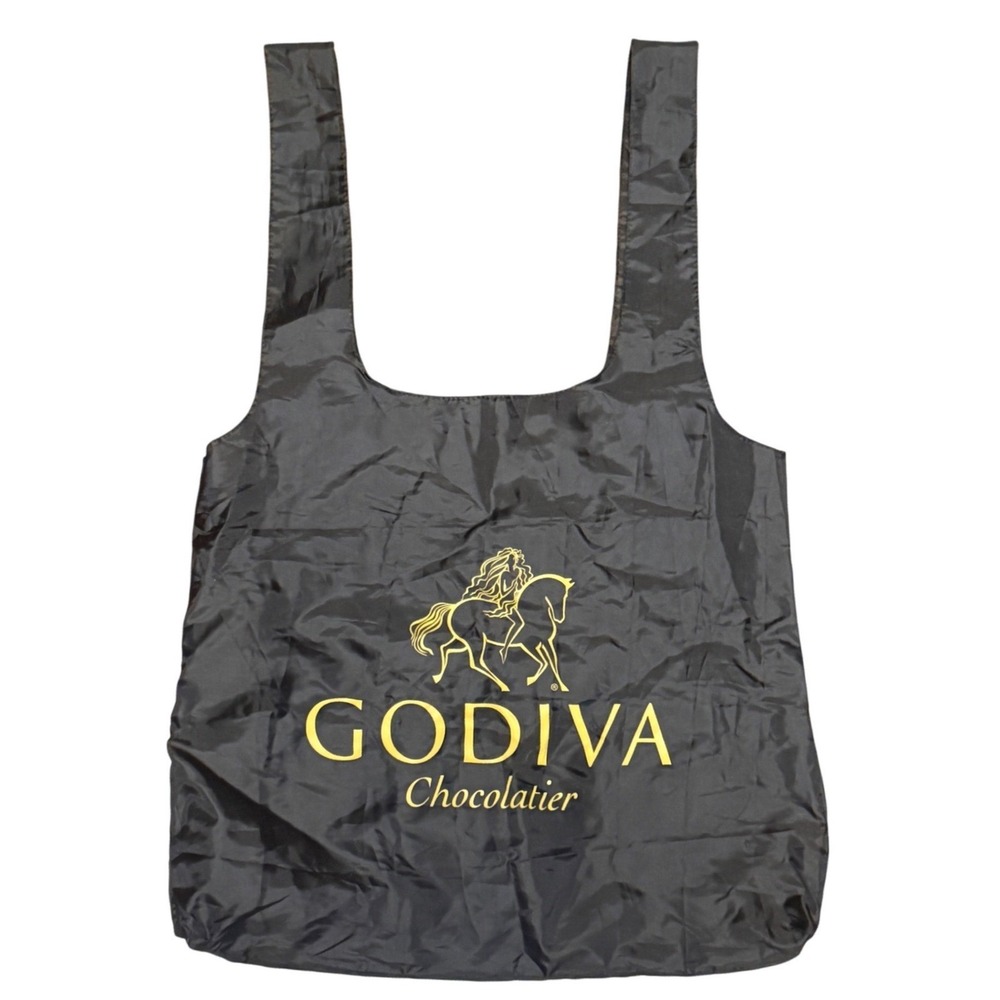 Godiva Tote Bag Foldable into Keychain Pouch Lightweight Reusable Bag Carabiner